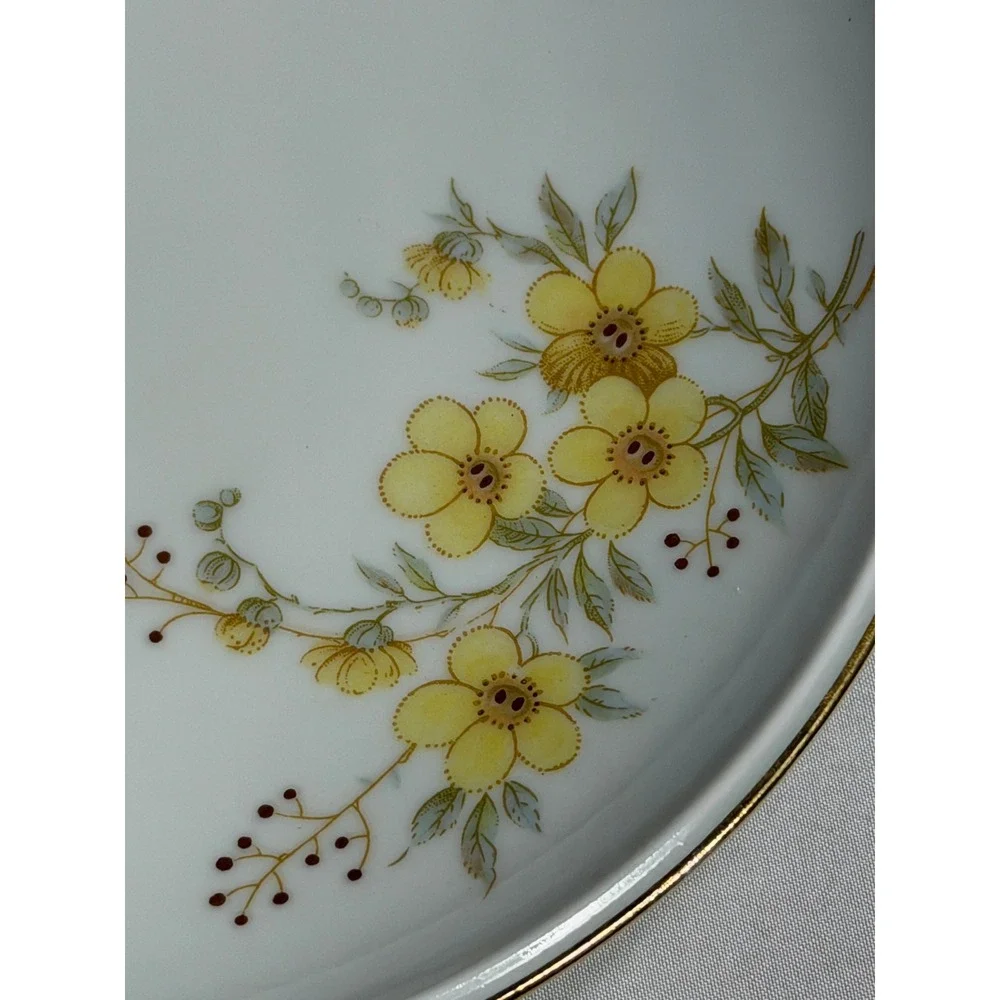 Hutschenreuther Arzberg Bavaria Iris Yellow Floral Porcelain Saucer Gold Rim